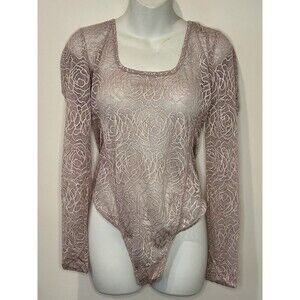 Intimately Free People "In My Head" Lace Thong Bodysuit Lavender Thistle M NWT!